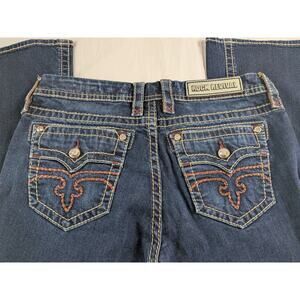 Rock Revival Alivia Women Jeans Low Rise Stretch Boot Cut Flap Size 29 (32x30)